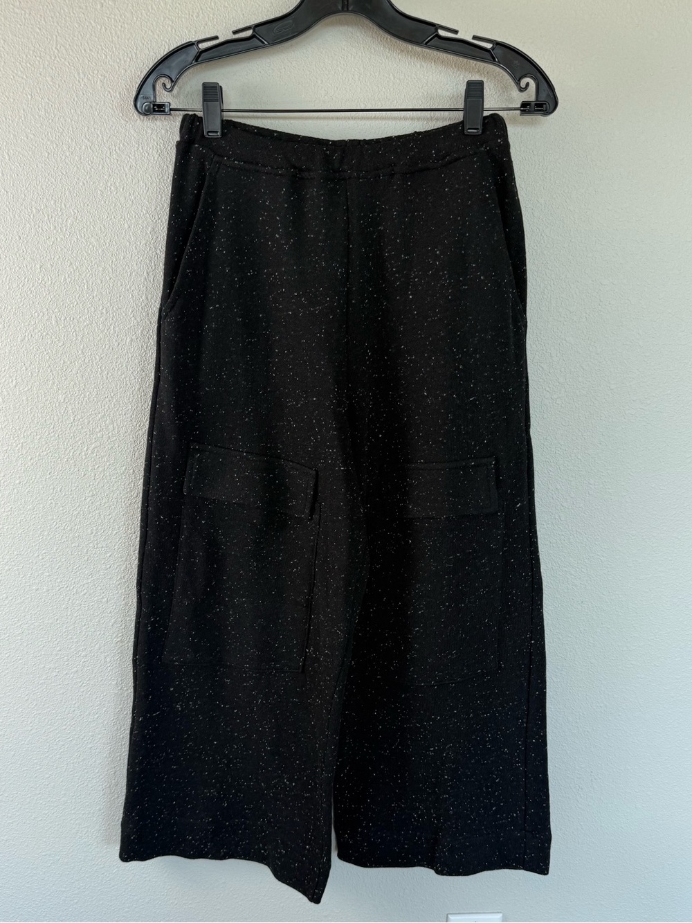 Alembika Black Sprinkle Cargo Crop Wide Pants Cotton Blend Casual Women’s Size 8